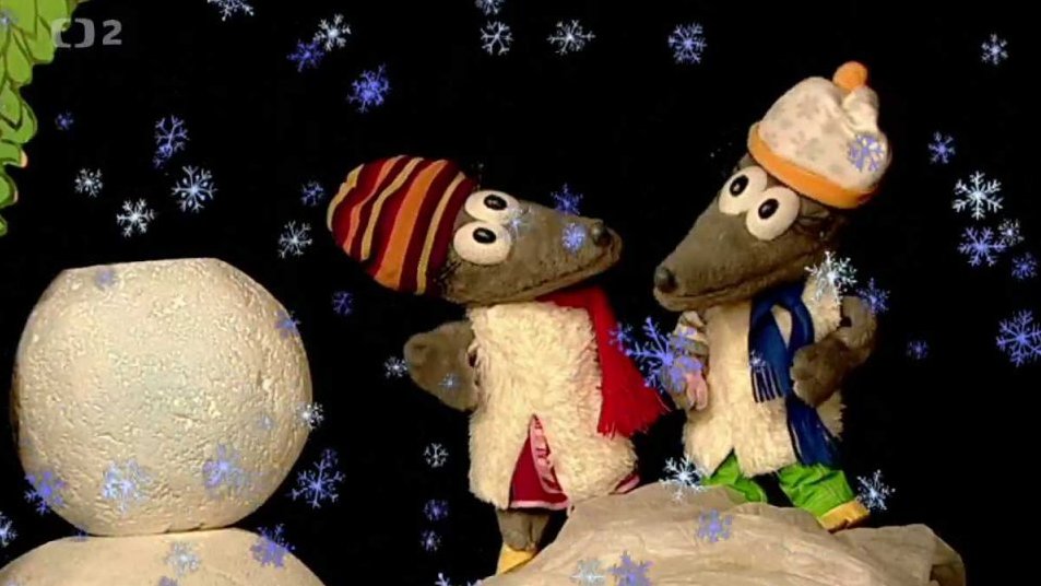 Mufovi je venku zima, ještěže mu Tryský a Tryskáček půjčí šálu a čepici!